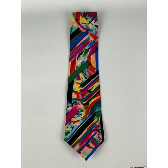 💗3/$30💗 Vintage Belgravia 100% Silk Men's Neck Tie Multicolor Abstract 80s - Picture 3 of 5